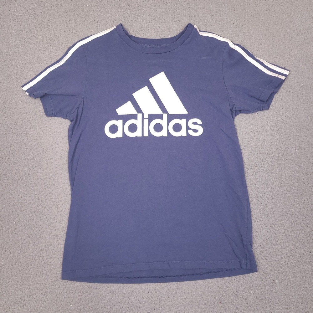 Adidas Shirt Youth Boys XL Blue T-Shirt Short Sleeve Regular Fit Casual Cotton